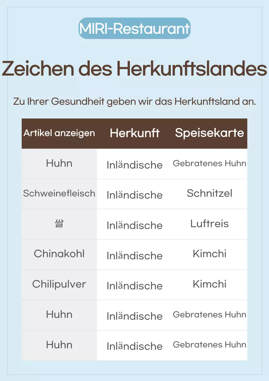 Hellblaue saubere Menüführung