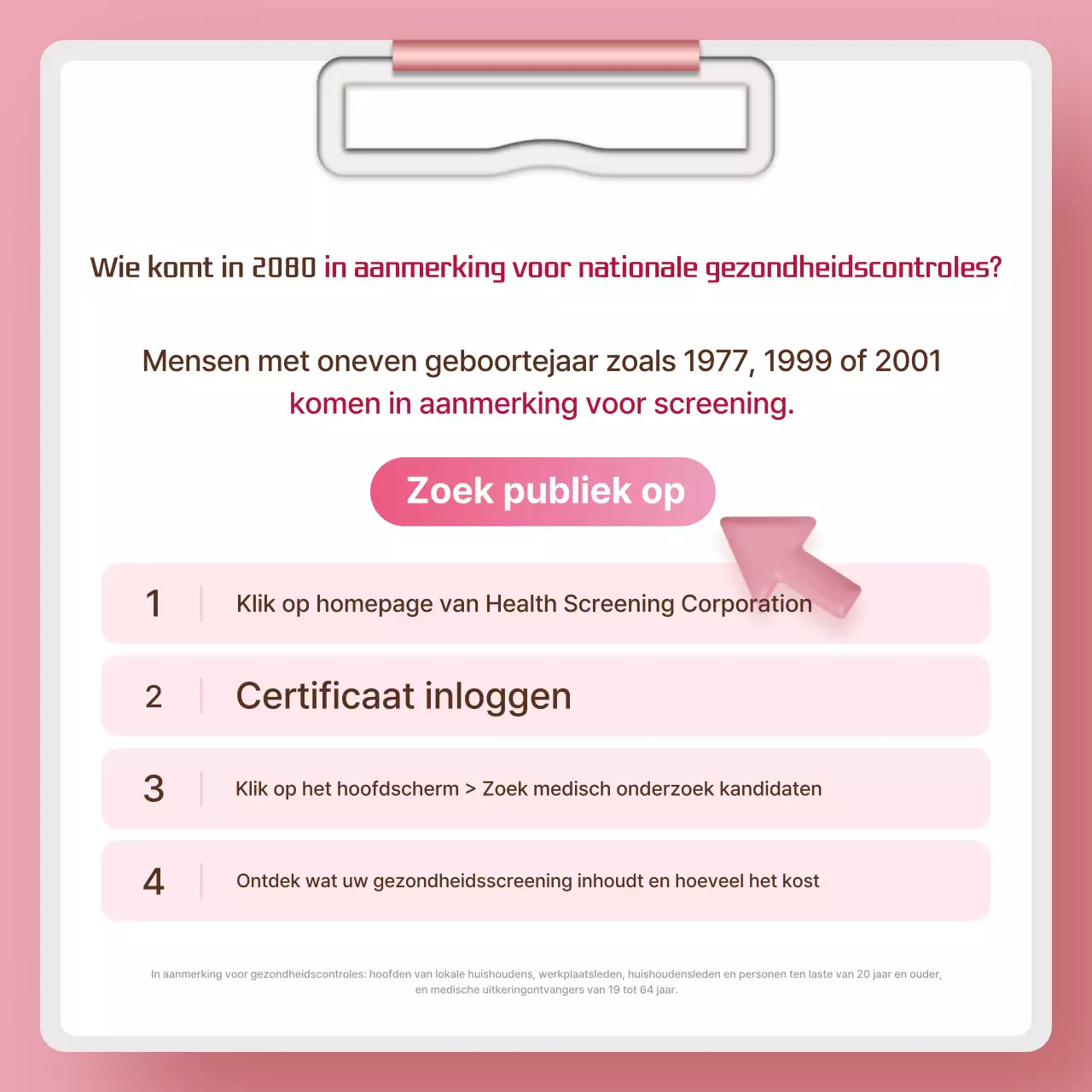 Roze eenvoudige gezondheidscampagne