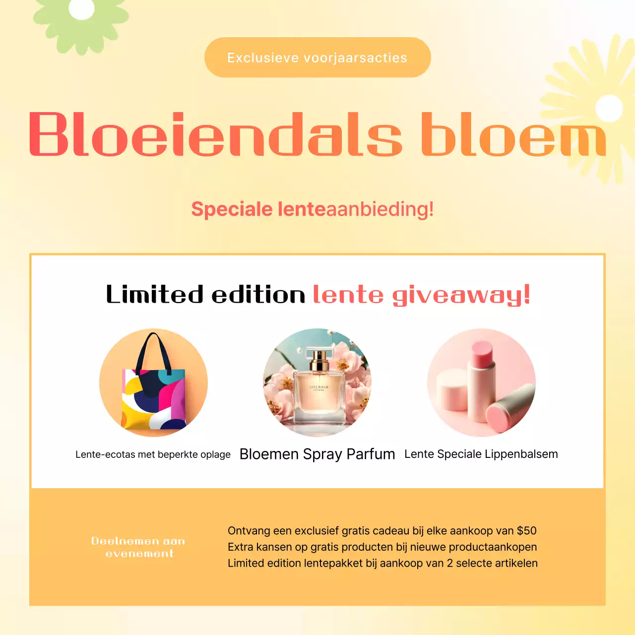 Gele eenvoudige lentepromotie