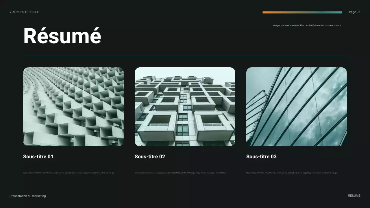 présentation financière futuriste sarcelle