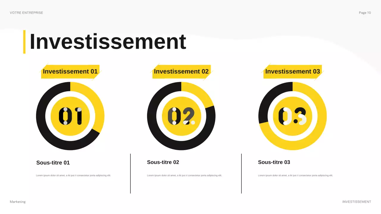 présentation moderne du budget en jaune