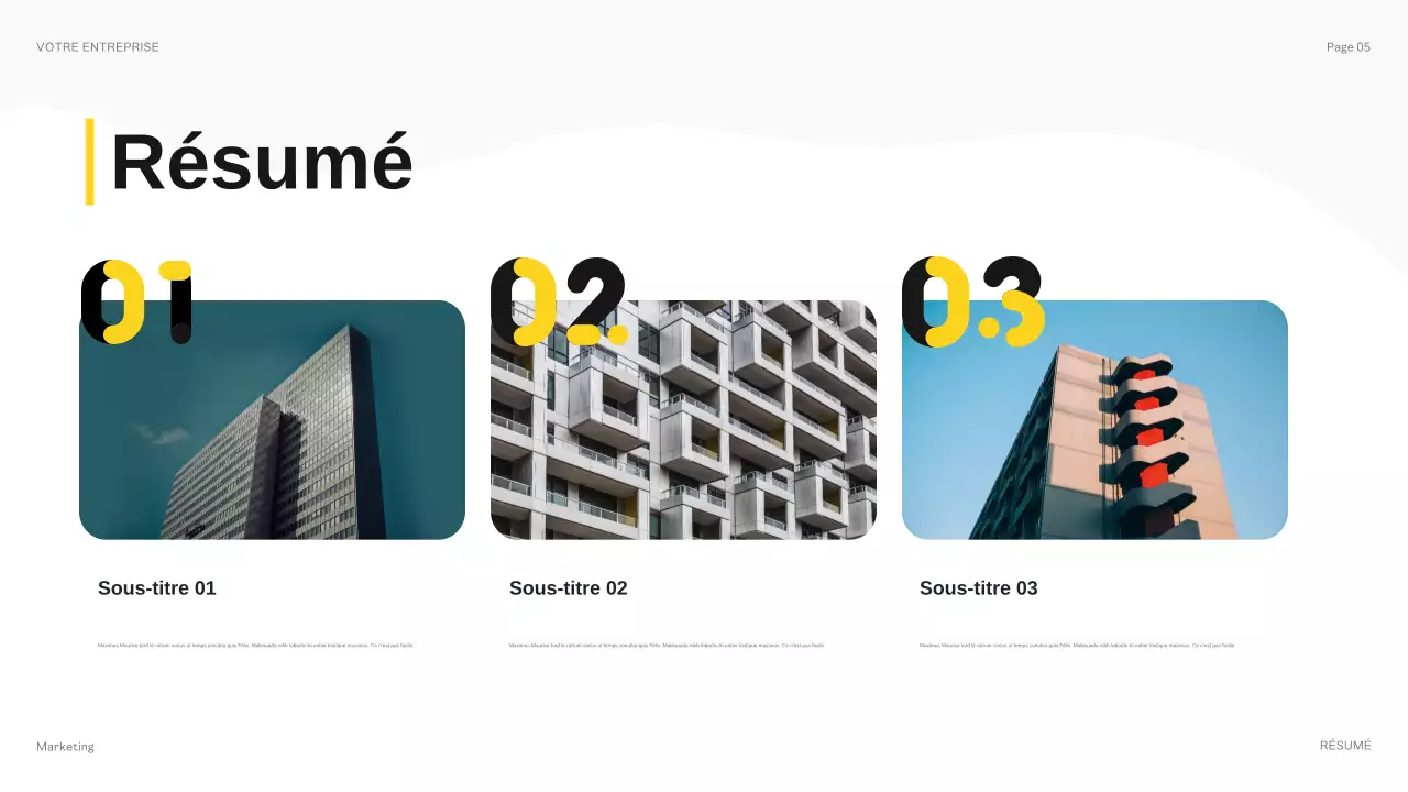 présentation moderne du budget en jaune