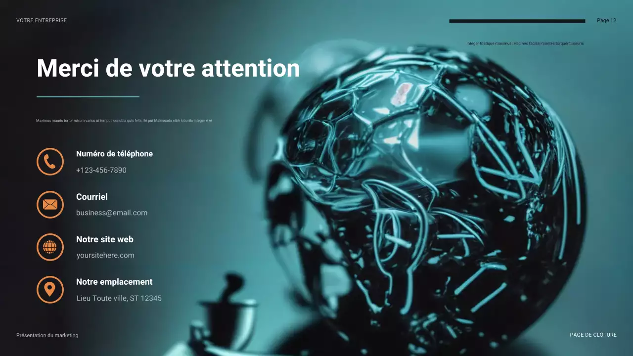 présentation financière futuriste sarcelle