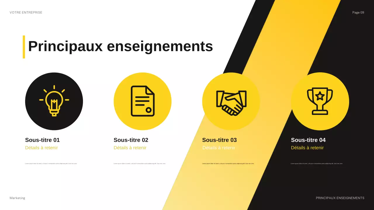 présentation moderne du budget en jaune