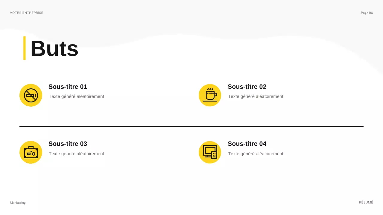 présentation moderne du budget en jaune