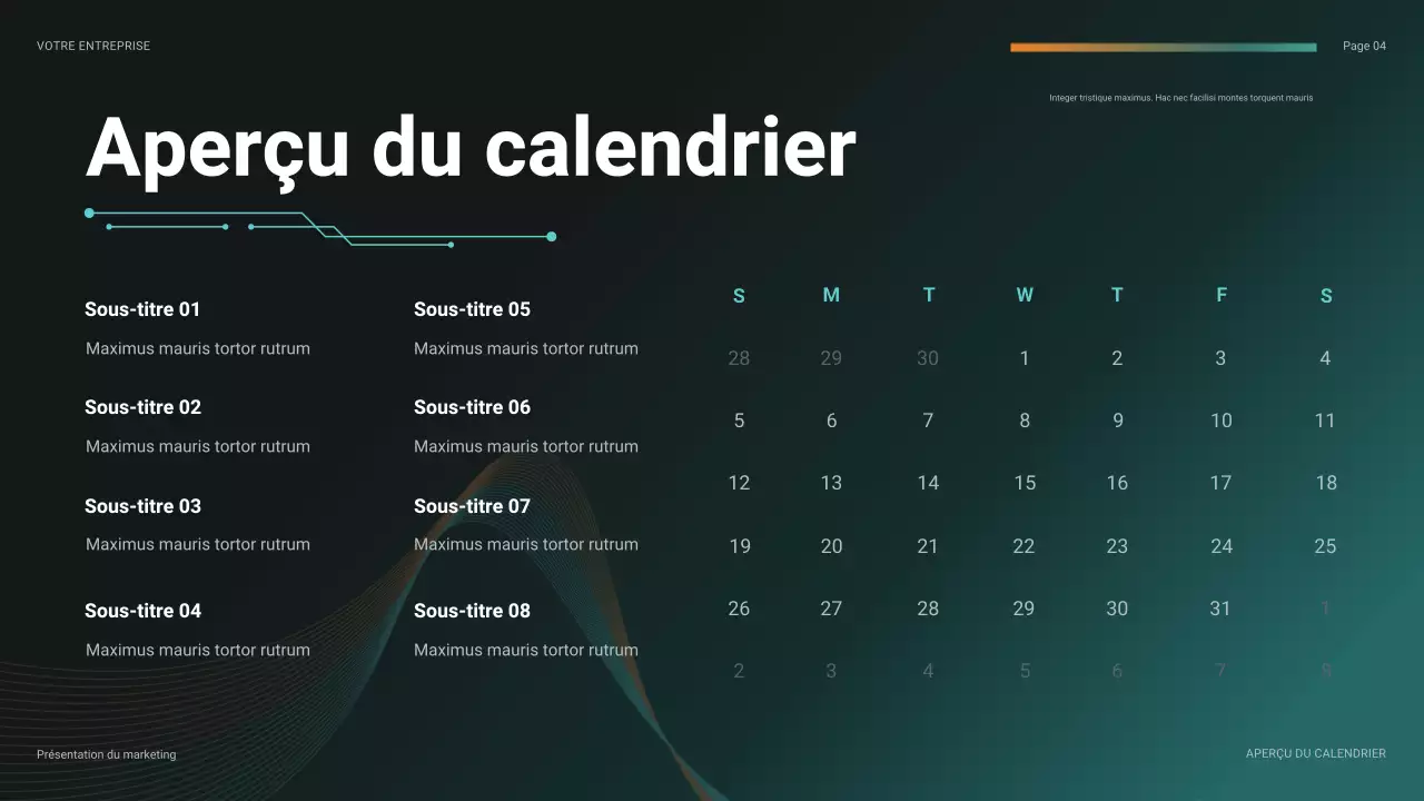 présentation financière futuriste sarcelle