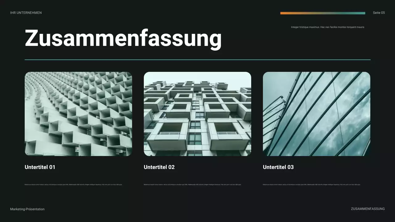 tealfarbene futuristische Finanzpräsentation