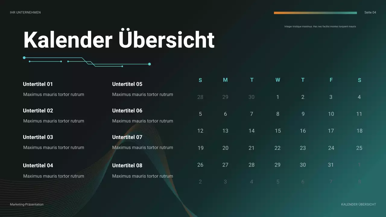 tealfarbene futuristische Finanzpräsentation