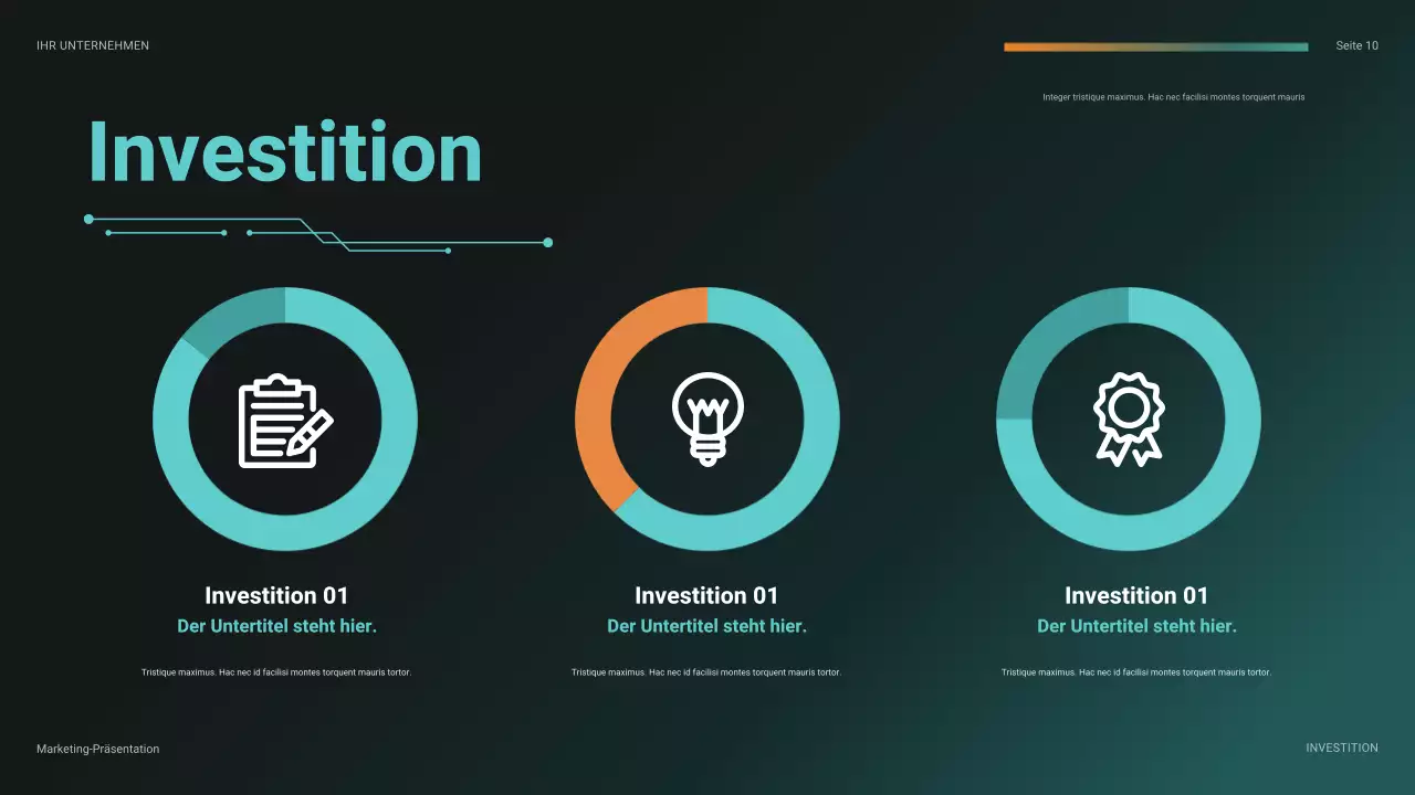 tealfarbene futuristische Finanzpräsentation