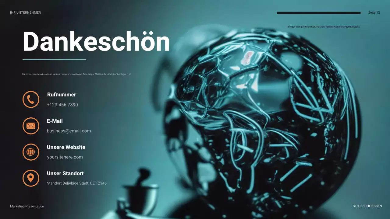 tealfarbene futuristische Finanzpräsentation