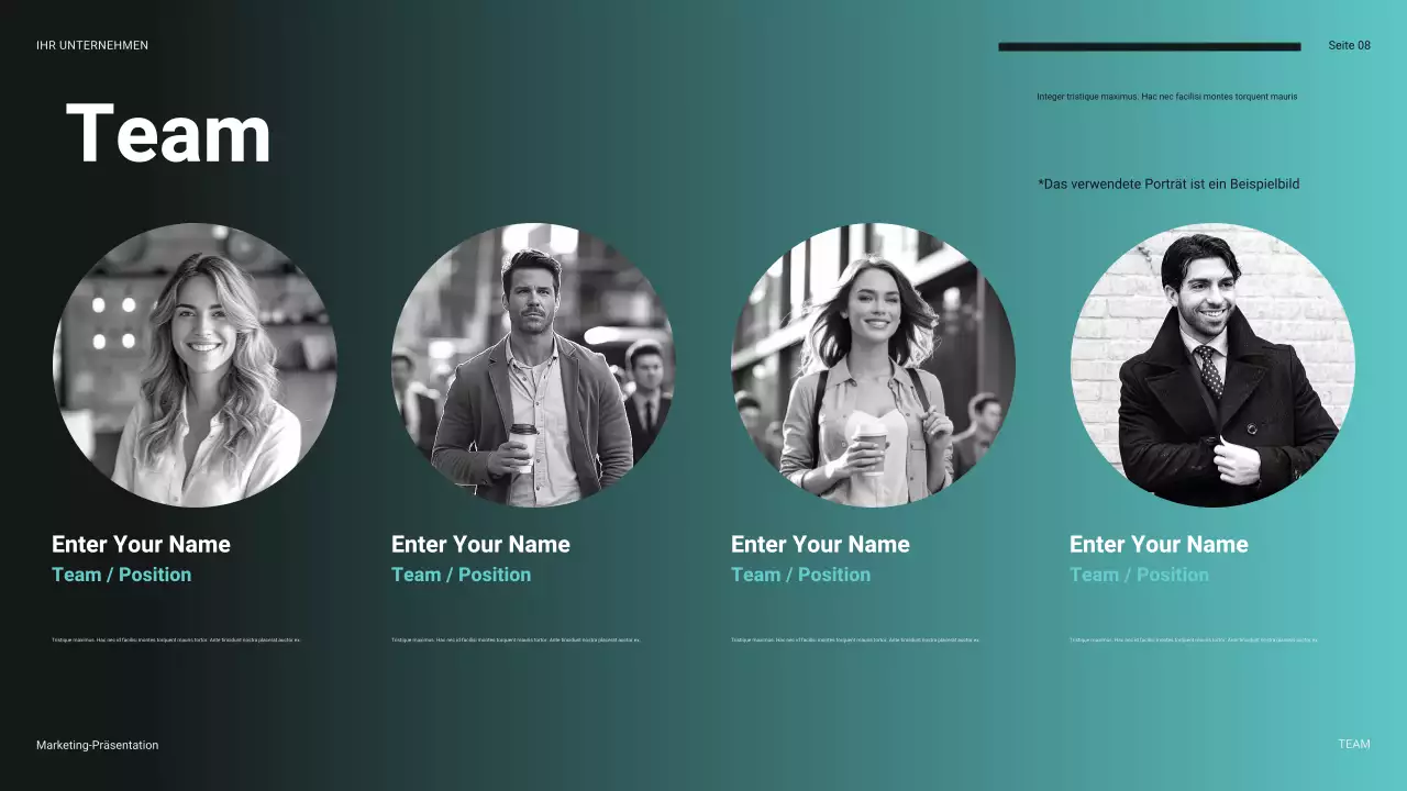 tealfarbene futuristische Finanzpräsentation