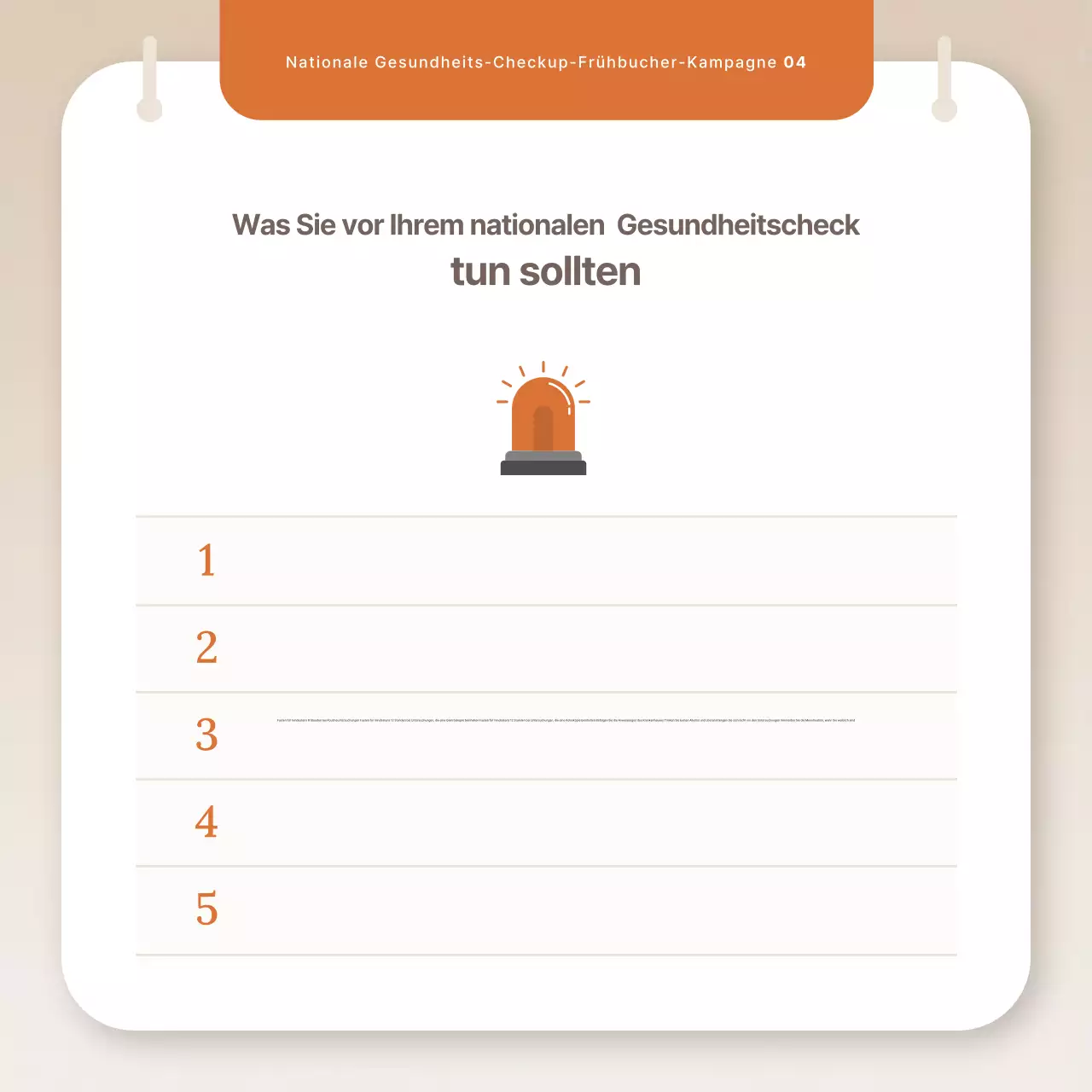 Beige Simple Health Check-Kampagne