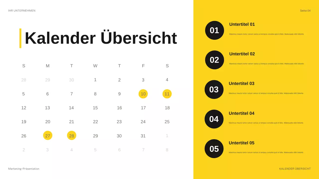 gelbe moderne Budgetpräsentation