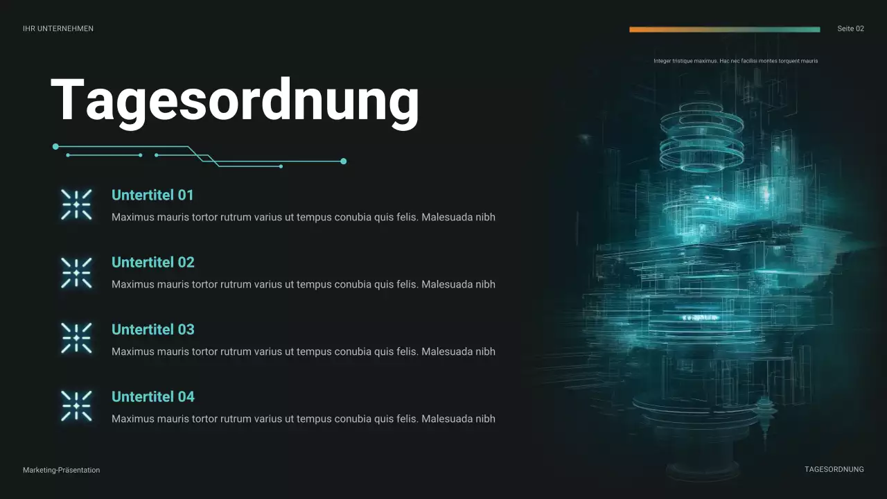 tealfarbene futuristische Finanzpräsentation