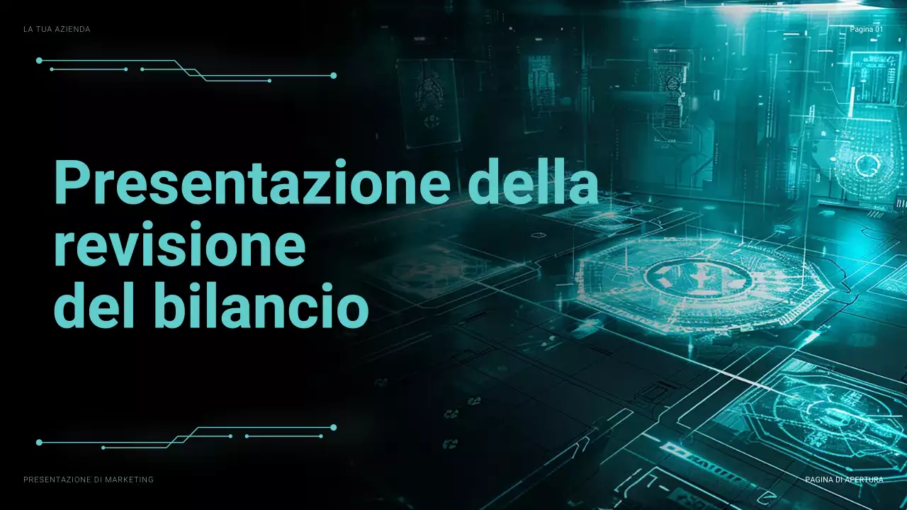 Presentazione finanziaria futuristica in verde acqua