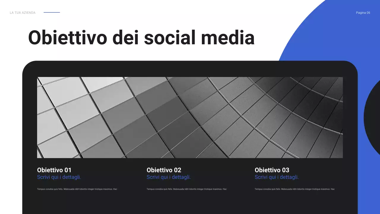 rapporto blu moderno sui social media