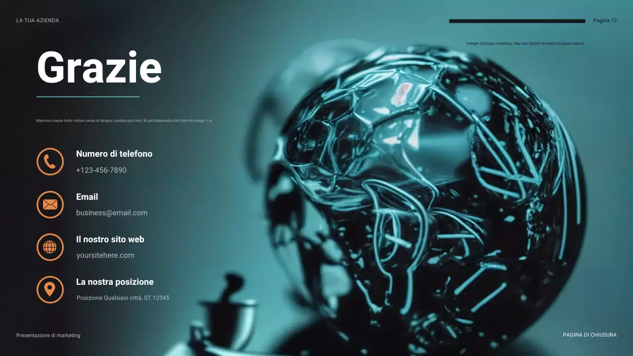 Presentazione finanziaria futuristica in verde acqua