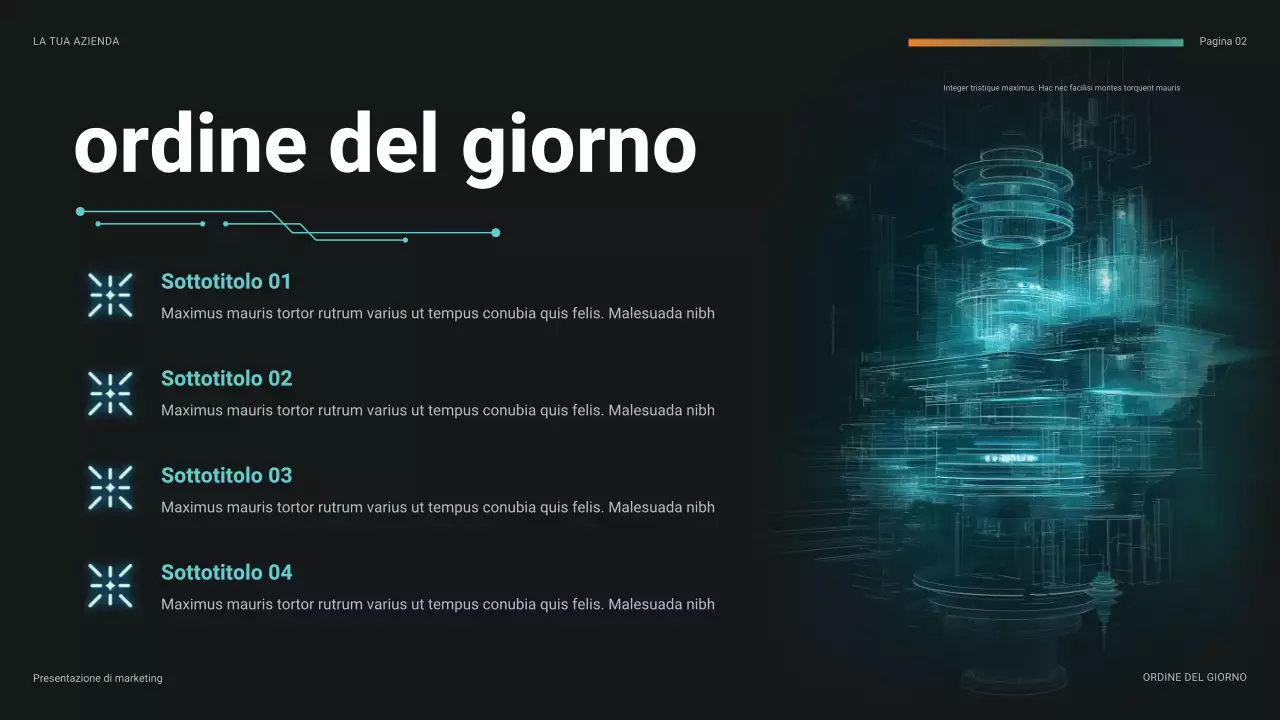 Presentazione finanziaria futuristica in verde acqua