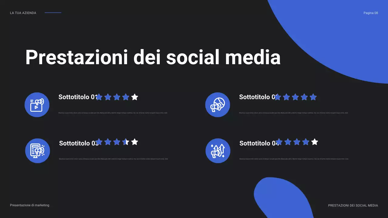rapporto blu moderno sui social media