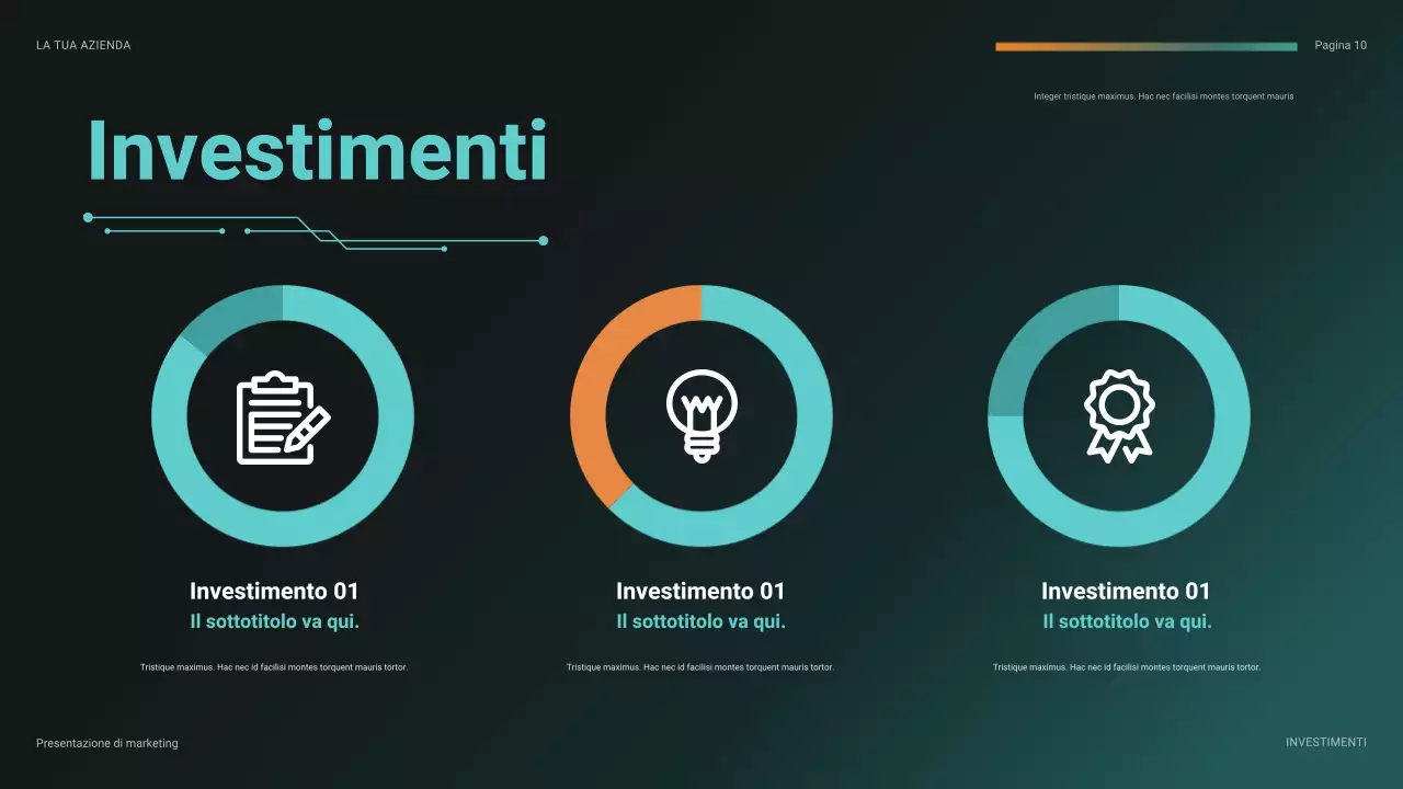 Presentazione finanziaria futuristica in verde acqua