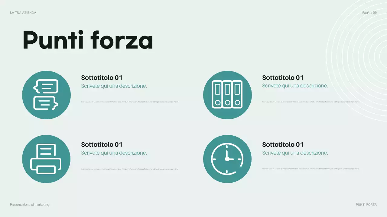 presentazione del bilancio moderno in verde acqua