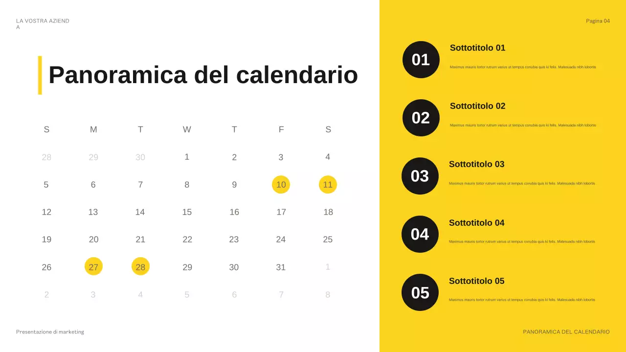 presentazione del bilancio giallo moderno