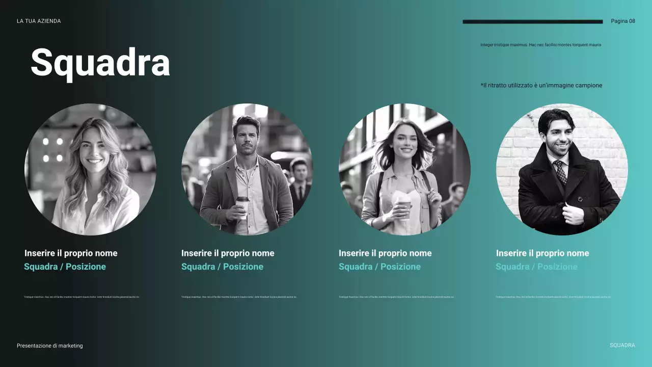 Presentazione finanziaria futuristica in verde acqua