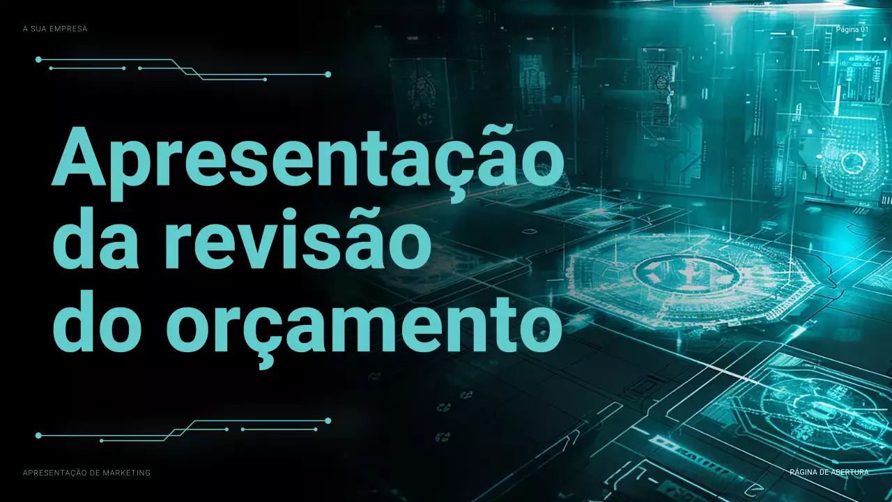 apresentação financeira futurista em azul-petróleo