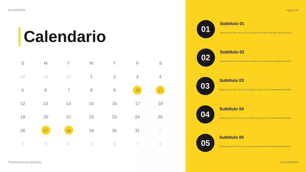presentación del presupuesto moderno amarillo