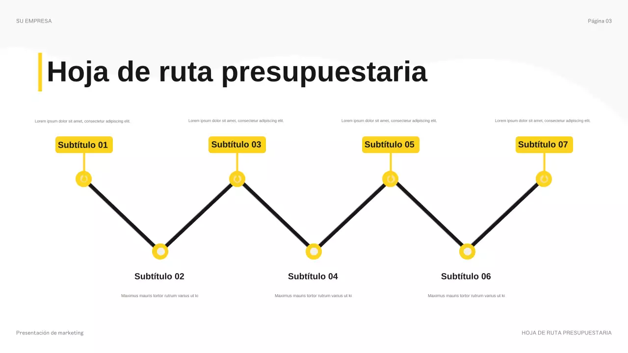 presentación del presupuesto moderno amarillo