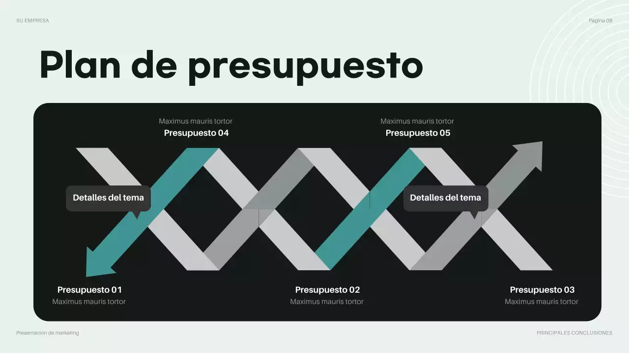 presentación del presupuesto teal modern