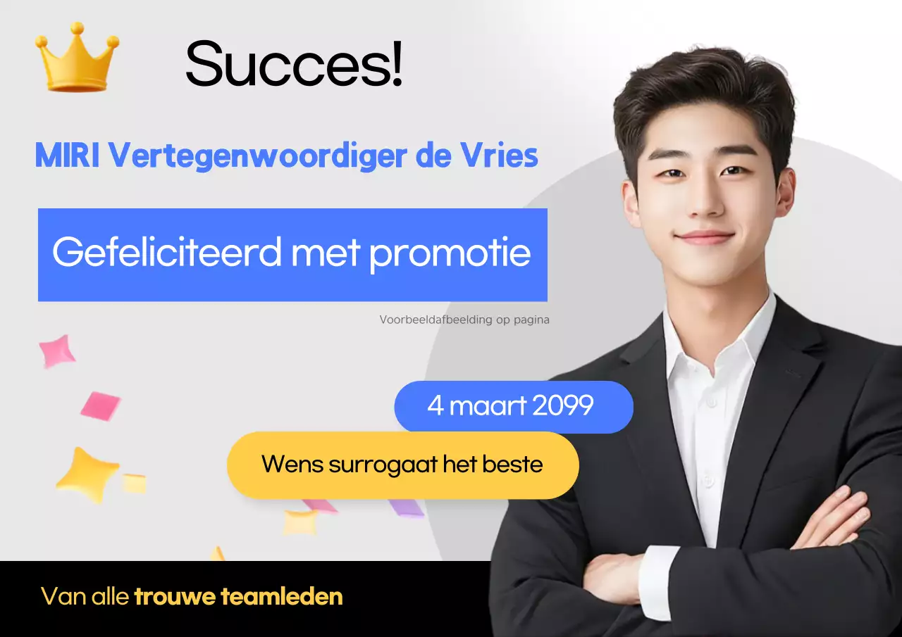 Gefeliciteerd met je promotie voor Blue Modern