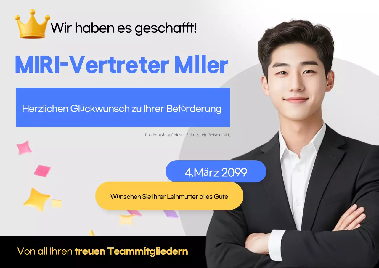 Herzlichen Glückwunsch zu Ihrer Blue Modern-Beförderung