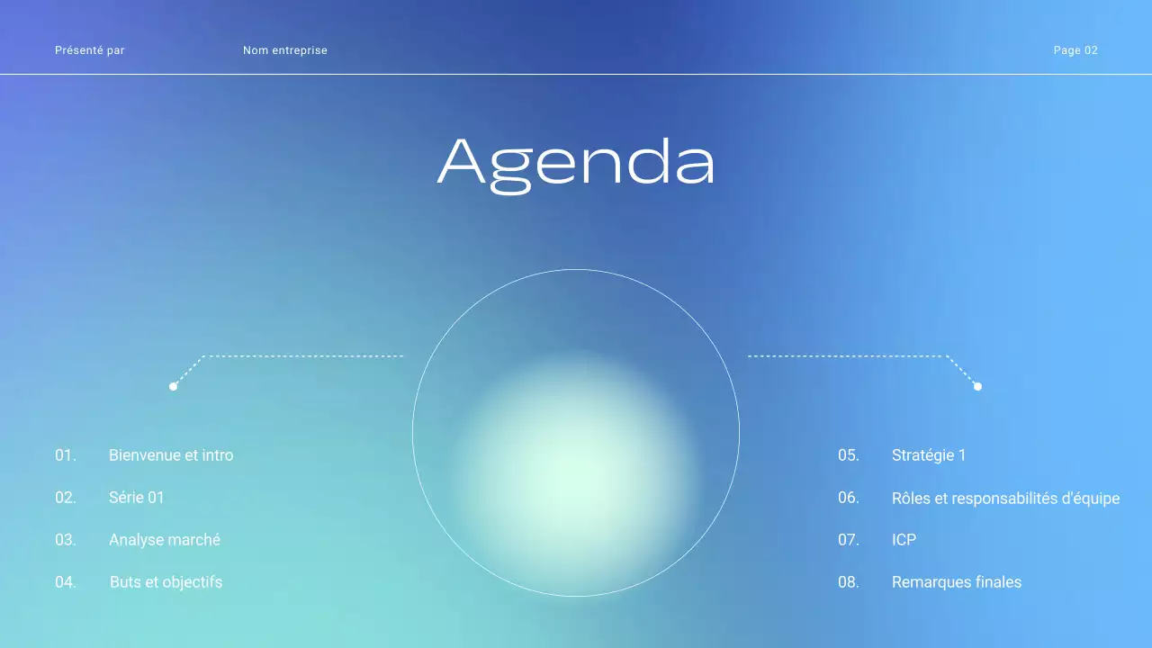 Présentation des tactiques de vente de l'entreprise en dégradé minimal