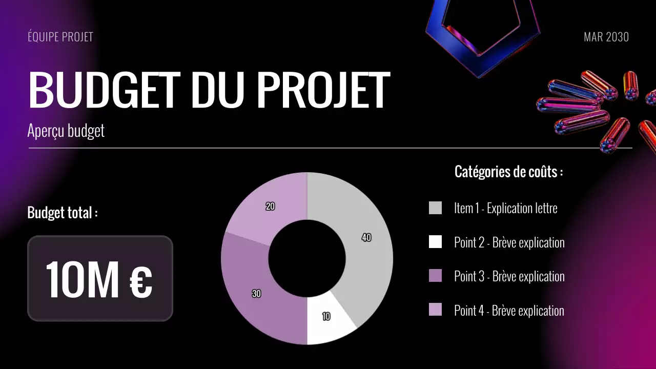 Diaporama de la réunion de lancement du projet futuriste noir violet
