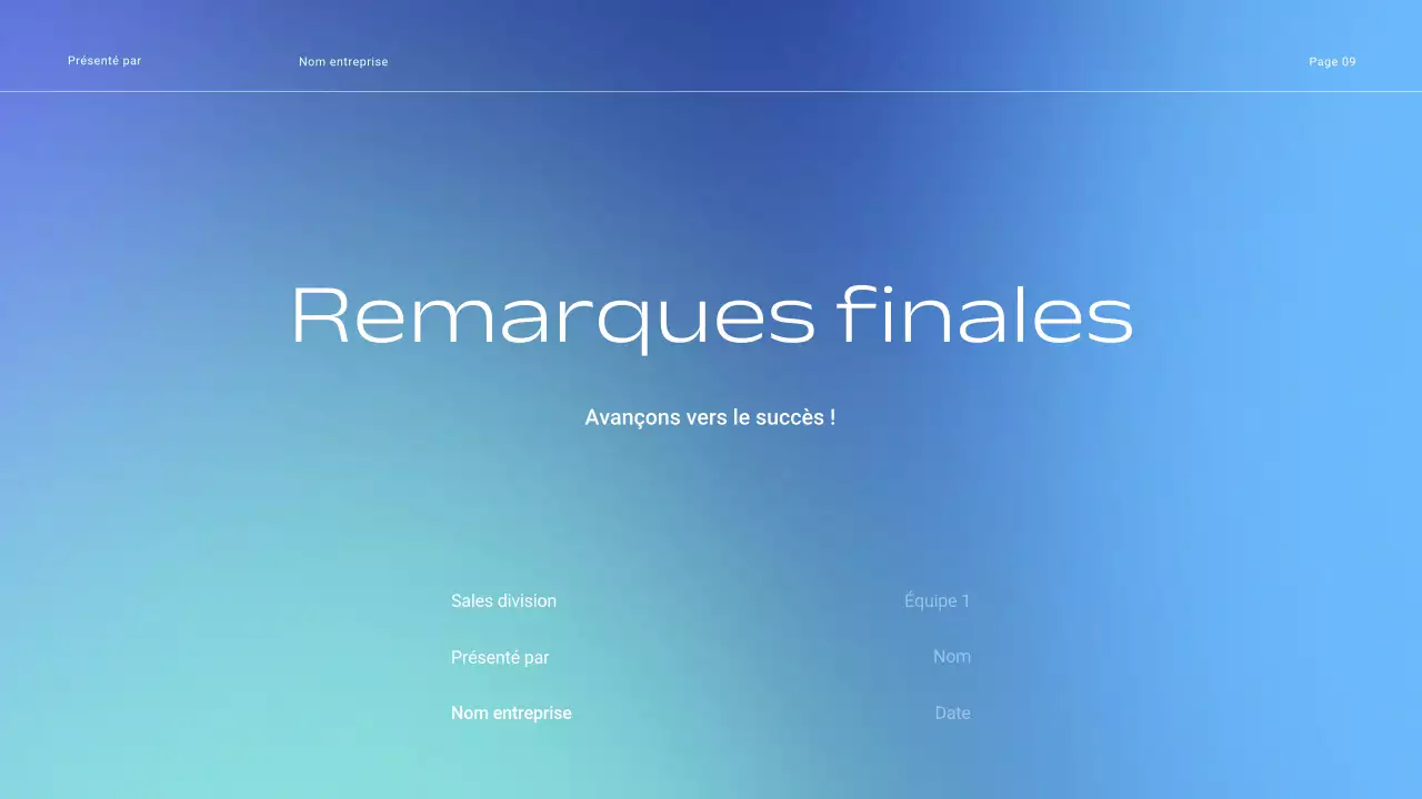 Présentation des tactiques de vente de l'entreprise en dégradé minimal