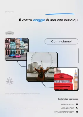 Poster per le offerte speciali dell'agenzia di viaggi moderna Blue Grey