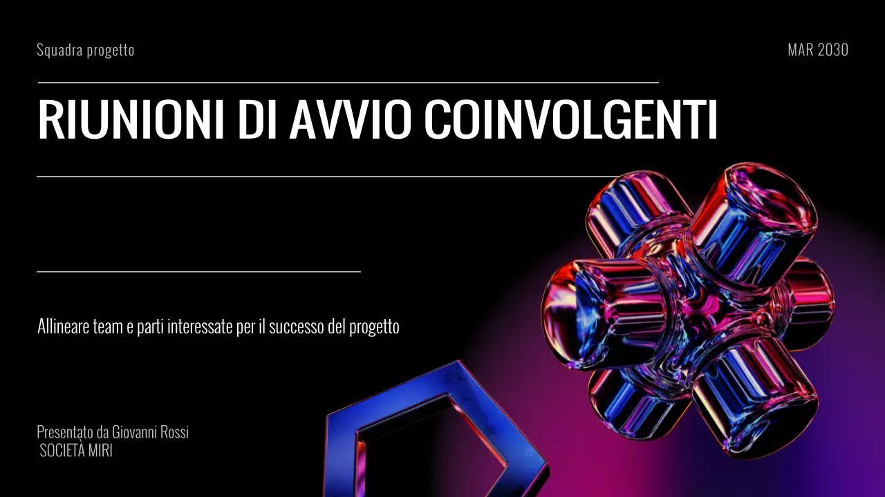Presentazione delle diapositive della riunione di avvio del progetto futuristico Black Purple