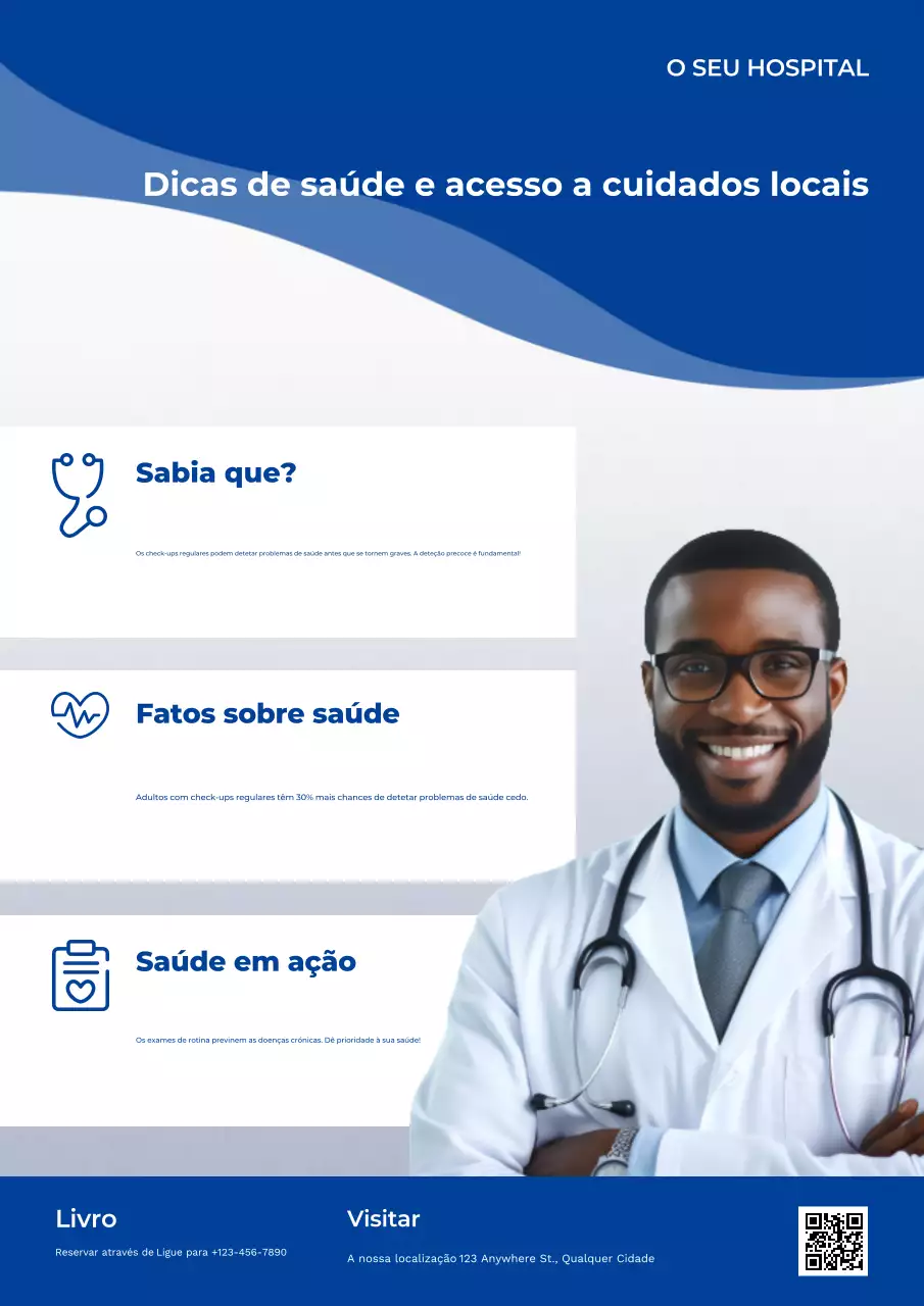 cartaz azul moderno de promoção da saúde