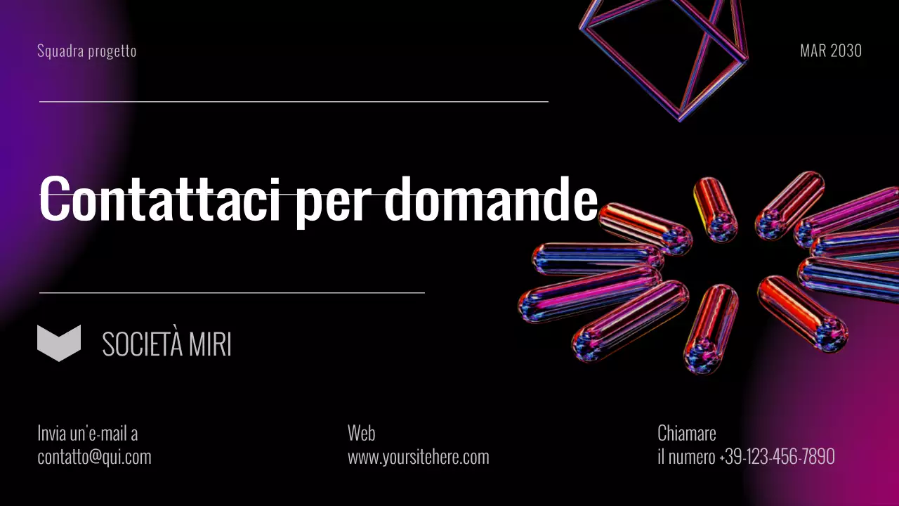 Presentazione delle diapositive della riunione di avvio del progetto futuristico Black Purple