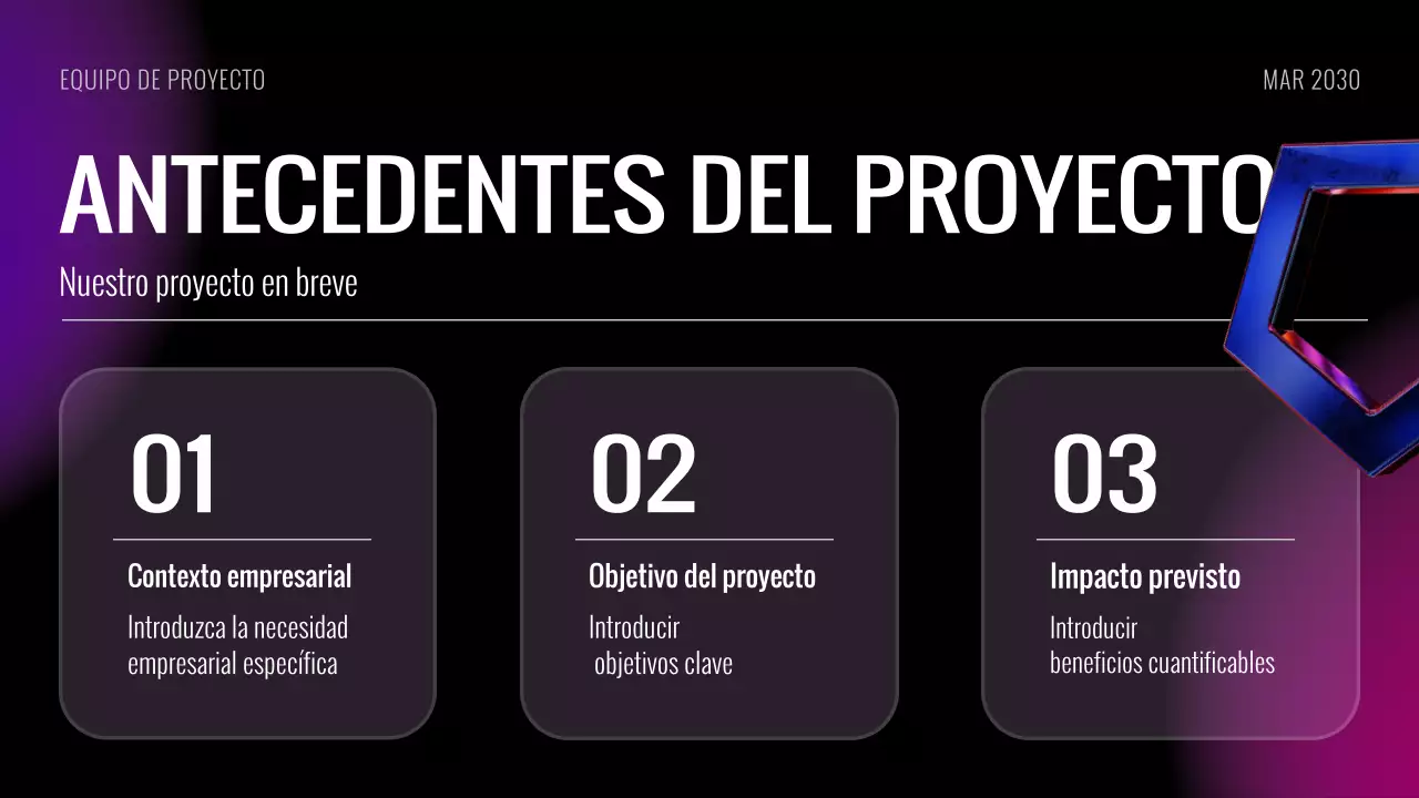 Presentación de diapositivas de la reunión de lanzamiento del proyecto futurista Black Purple