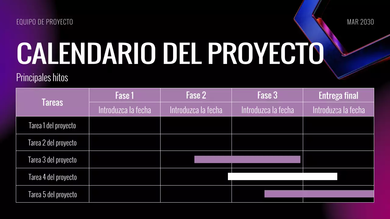 Presentación de diapositivas de la reunión de lanzamiento del proyecto futurista Black Purple