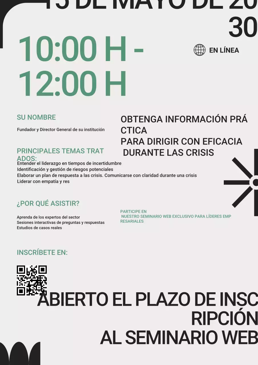 Invitación al seminario web sobre liderazgo moderno Green Grey