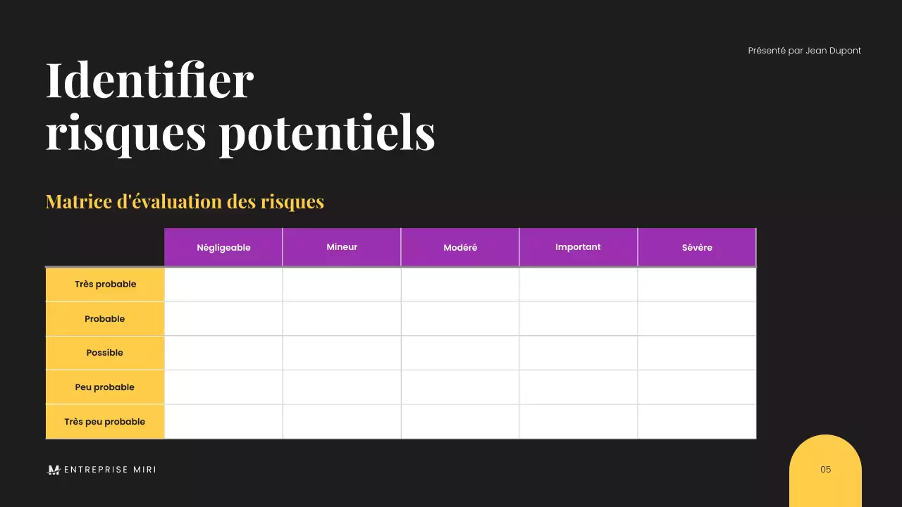 Présentation d'entreprise moderne, noire et minimaliste
