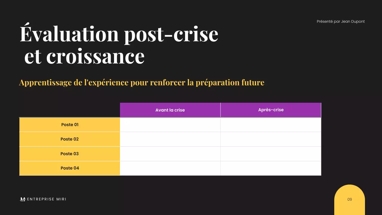 Présentation d'entreprise moderne, noire et minimaliste