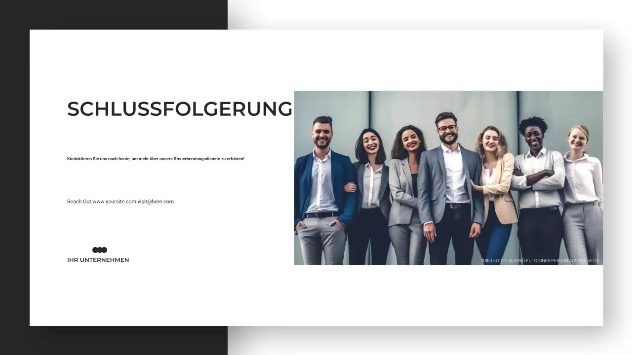 Minimalistische, moderne und schlanke Präsentation einer Beratungsagentur