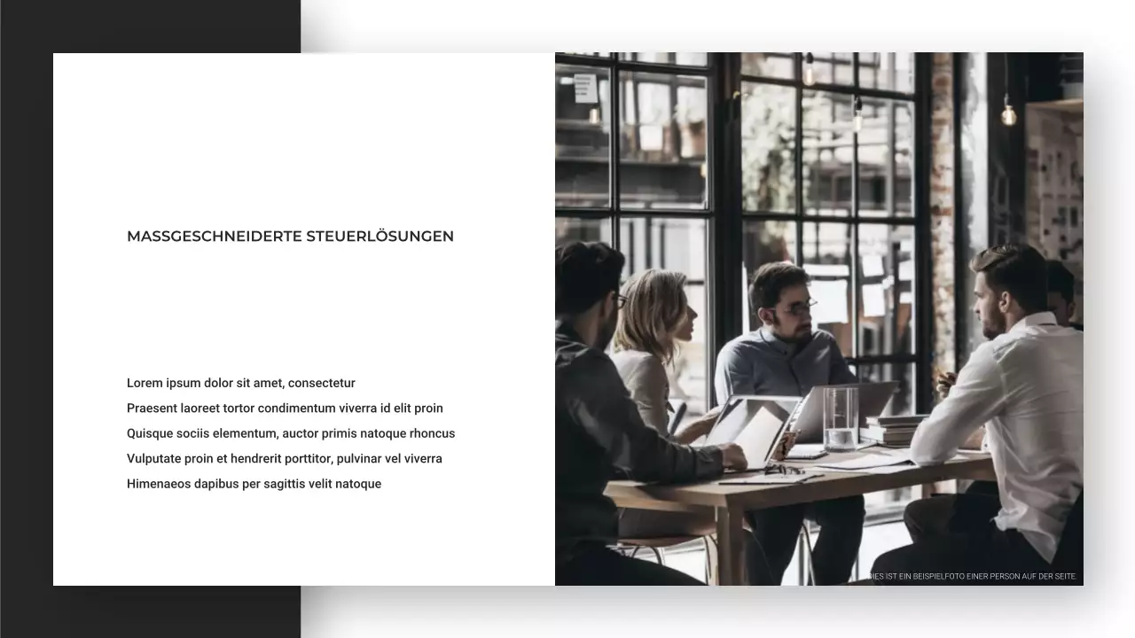 Minimalistische, moderne und schlanke Präsentation einer Beratungsagentur