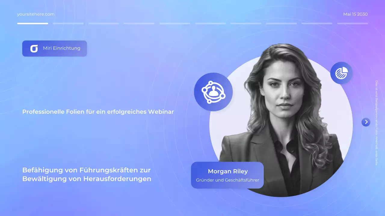 Moderne Webinar-Präsentation in Blau und Lila