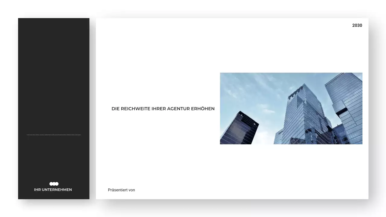 Minimalistische, moderne und schlanke Präsentation einer Beratungsagentur