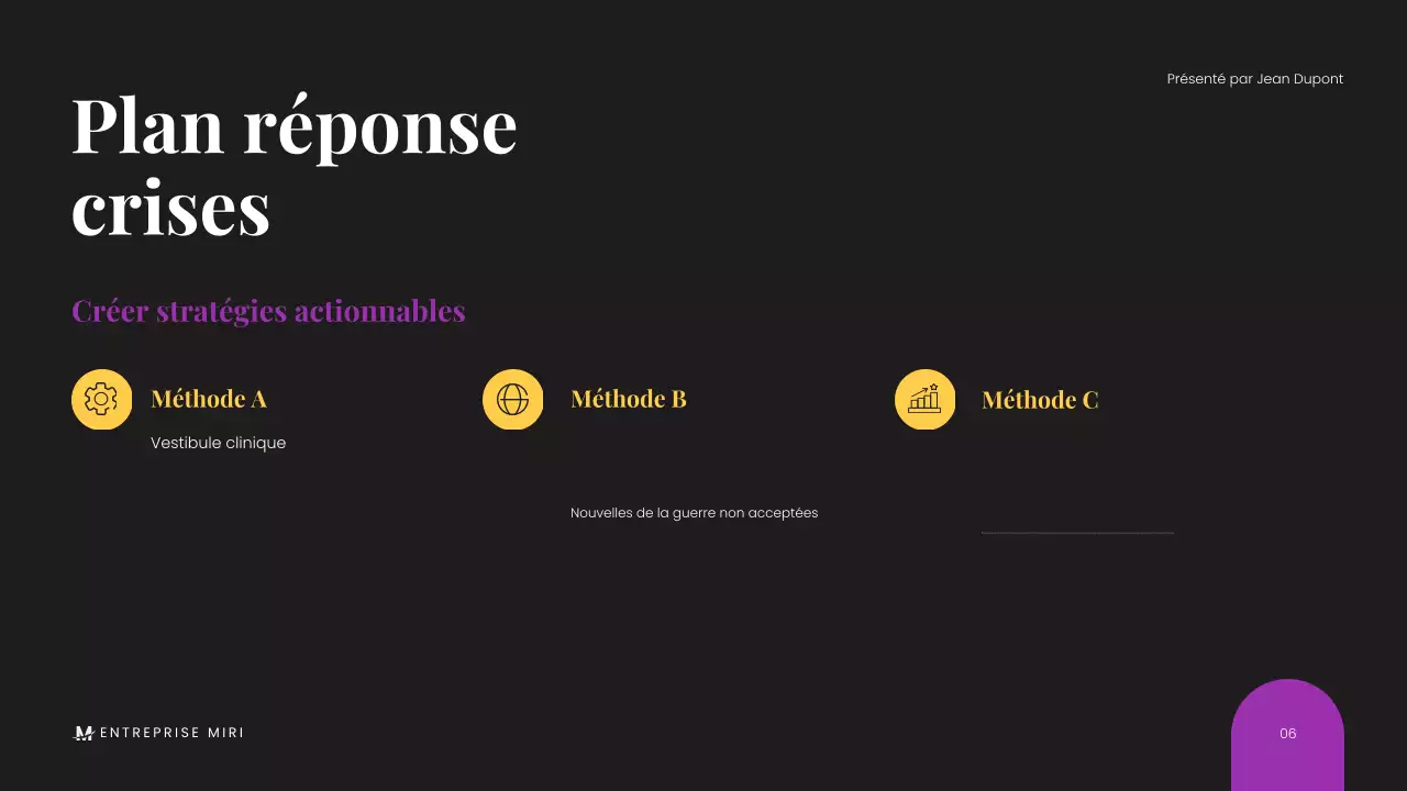 Présentation d'entreprise moderne, noire et minimaliste